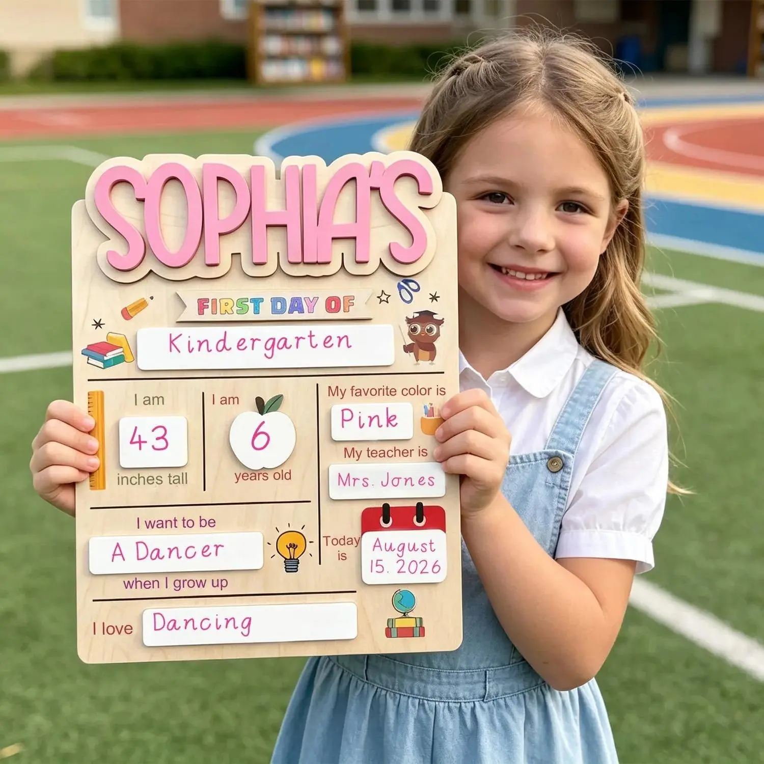 Personalized First & Last Day of School Sign, Custom Preschool Kindergarten Board, Reusable Back to School Photo Prop