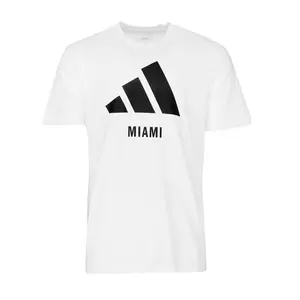 adidas Mens Key City Miami Logo Crew Neck Short Sleeve Casual Tops Casual - White
