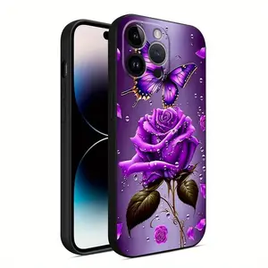 Purple butterfly pattern, shockproof and anti-slip TPU full-coverage phone case, suitable for iPhone 17, 16, 15, 14, 13, 12, 11, XS, X, Samsung and other series models. Can be given as a gift to friends or family.