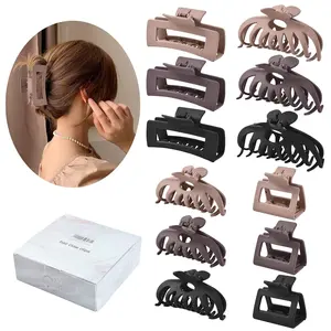 12 Pack Hair Claw Clips include 4.1 inch Large Clip and 2 inch Small Clip for Thick Thin Hair, Strong Hold jaw clip Big Non-slip Matte Clips for Women