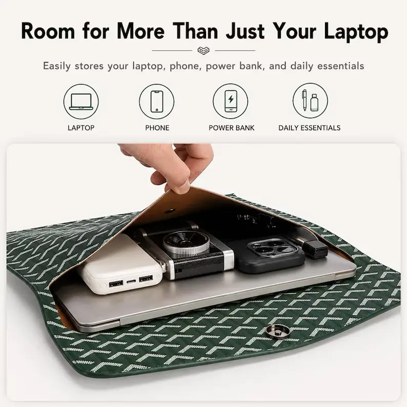 Designer Laptop Case & A4 Document Organizer Sleeve - Fits A4 Paper, 13" MacBook, iPad, Tablets - Magnetic Closure