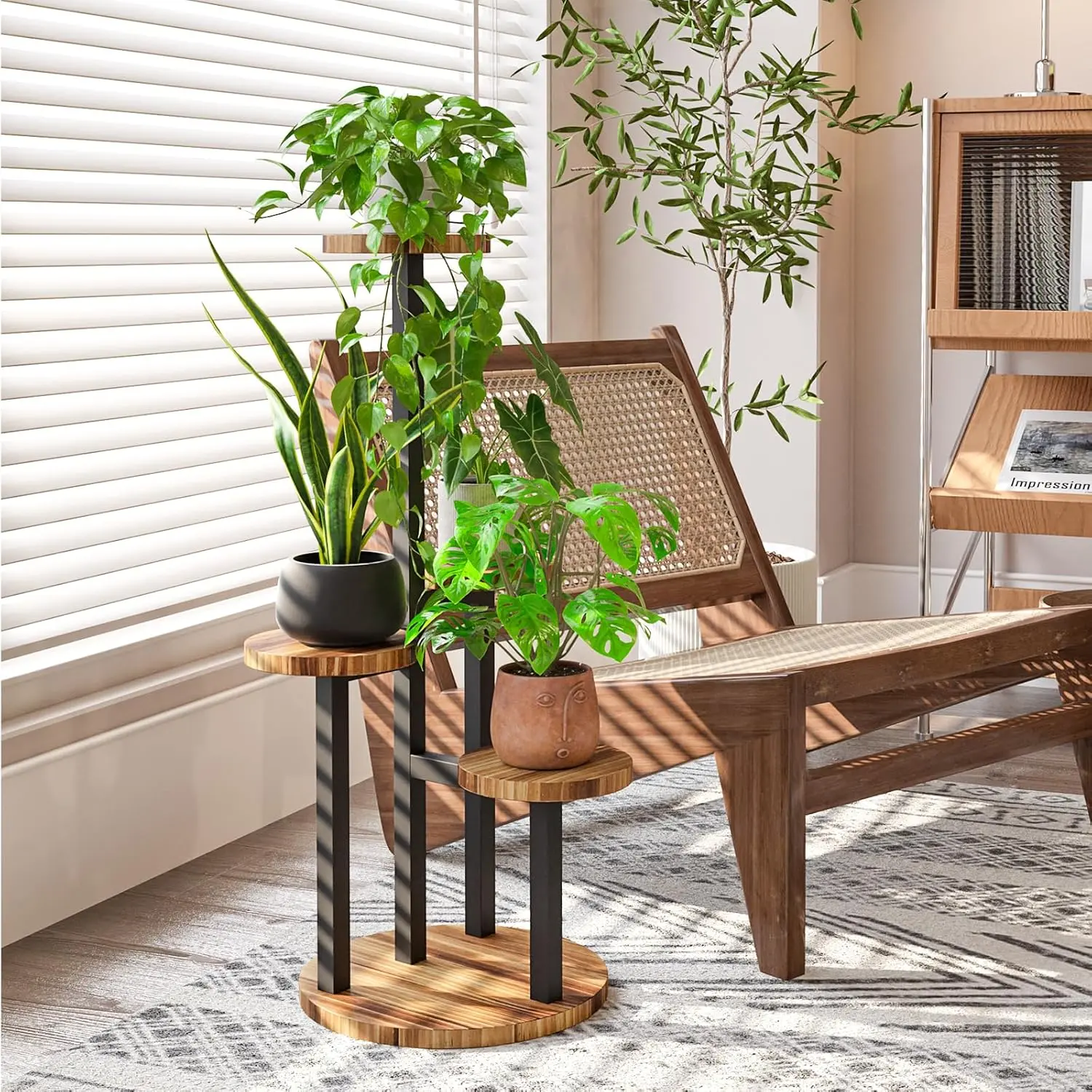 Bamworld 4 Tier Plant Stand Indoor Small Plant Shelf Outdoor Metal