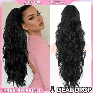 LRSICAL Ponytail Extension, Claw Clip Ponytail Extension Long Wave Ponytail Extensions for Women Fluffy Natural Synthetic 26 Inch Hairpiece for Daily Use