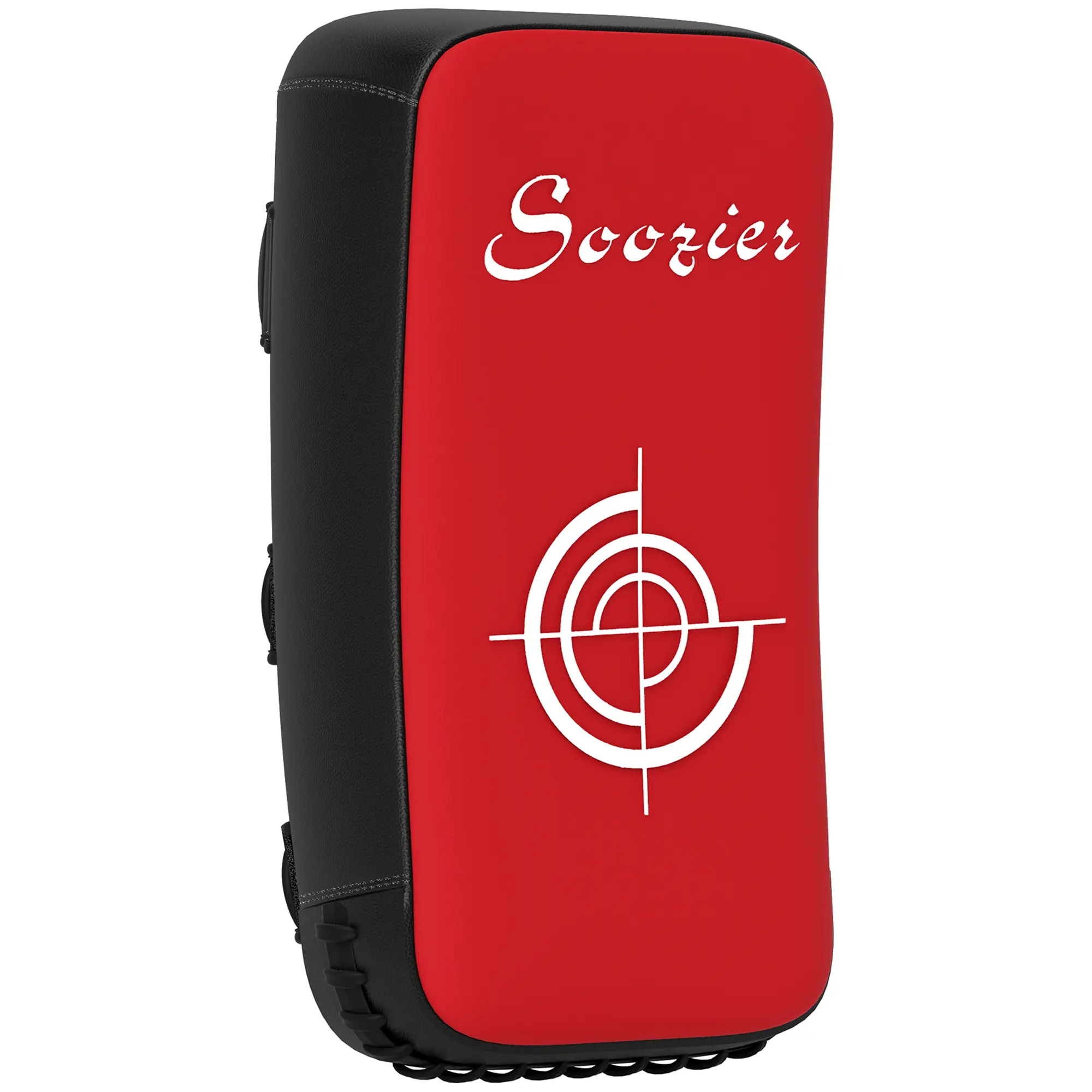 Soozier Curved Kick Shield, PU Leather Strike Pad with EPE Foam, Handle Grip & Adjustable Straps for Martial Arts, Muay Thai & Boxing, Boxing Equipment