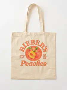 Sale up to 50%, Limited flash Deal, Official Bieber's Peaches Black Cotton Tote Bag