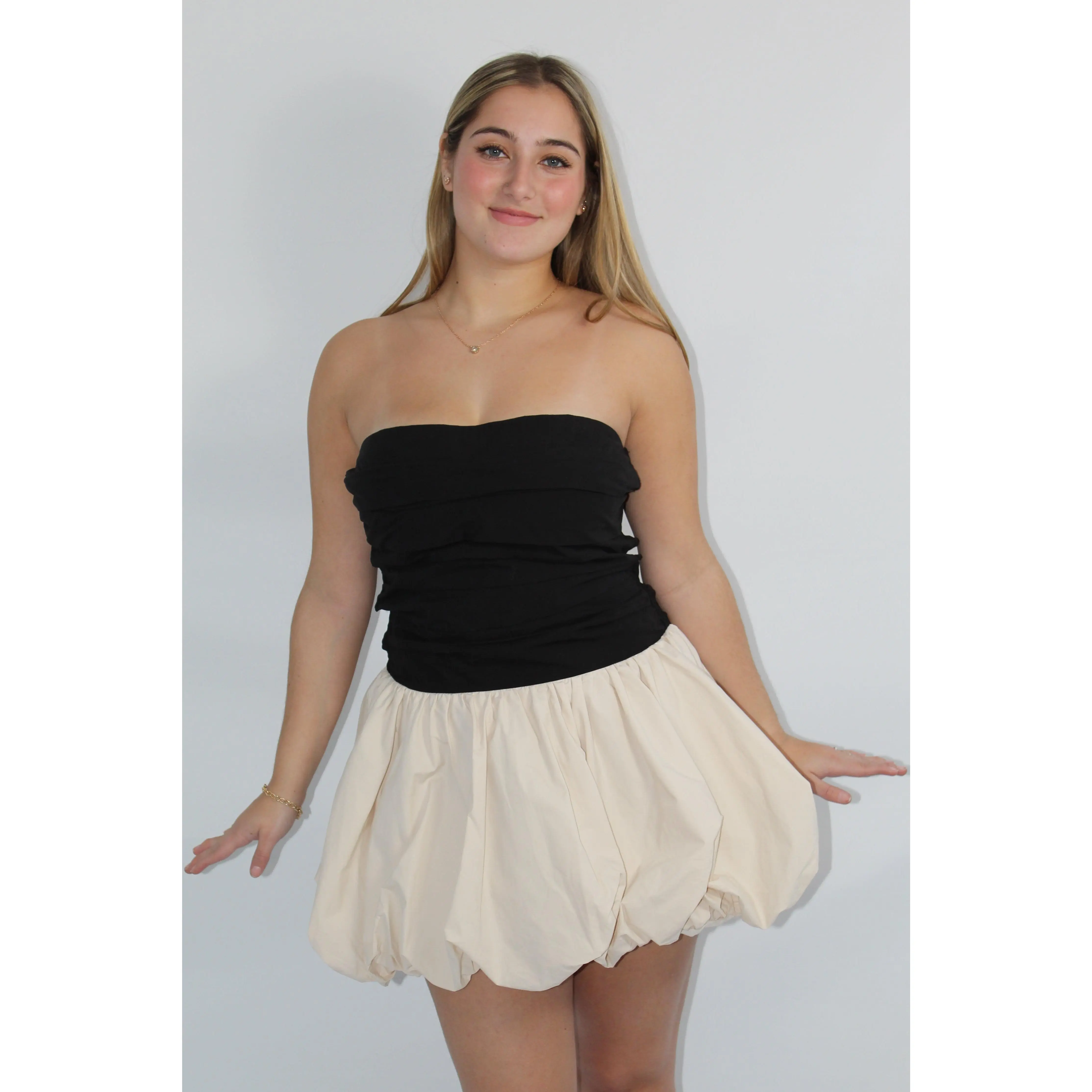Two-Toned Bubble Skirt Dress