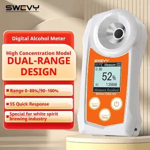 SWEVY 【LCD Backlit Digital Display, Precise Measurement】Alcohol Concentration Meter, Digital Display Alcohol Content Tester, 0~80%/90-100% Vol, Dual Range Digital Display Refractometer, Home Use Liquor Tester, Batteries Not Included