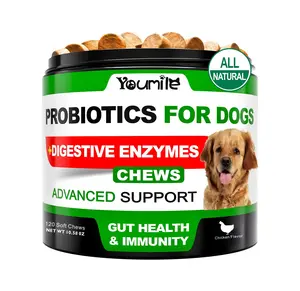 2025 News！Pet Probiotics + Digestive Enzymes Chew Nutrition Tablets, All Natural, Promote Digestion & Gut Health, Enhance Immunity