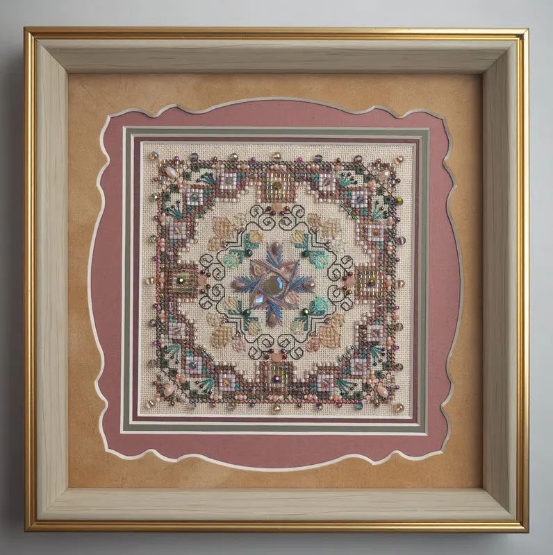Gilded Bloom Mini DIY Cross Stitch Kit - Embroidery Set with Silk Thread, Create Handmade Needlework Art for Toys & Hobbies