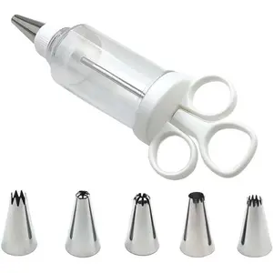 Cake Decorating Gun, Cupcake Icing Piping Kit, Cake Decorating Kit with 6 Stainless Steel Piping Tips, Cupcake Injector/Decorating Icing Set - Home Improvement.