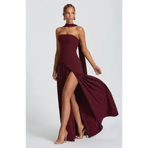 Neck Cutout Maxi Dress Chiffon Evening Formal Elegant Scarf Dress