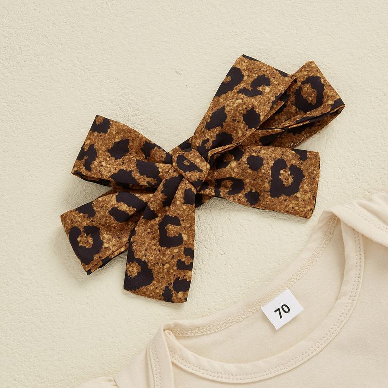 Aunties Bestie Baby Clothes Girl Newborn Short Sleeve Romper Leopard Pants Set Headband 3Pcs Infant Summer Outfits
