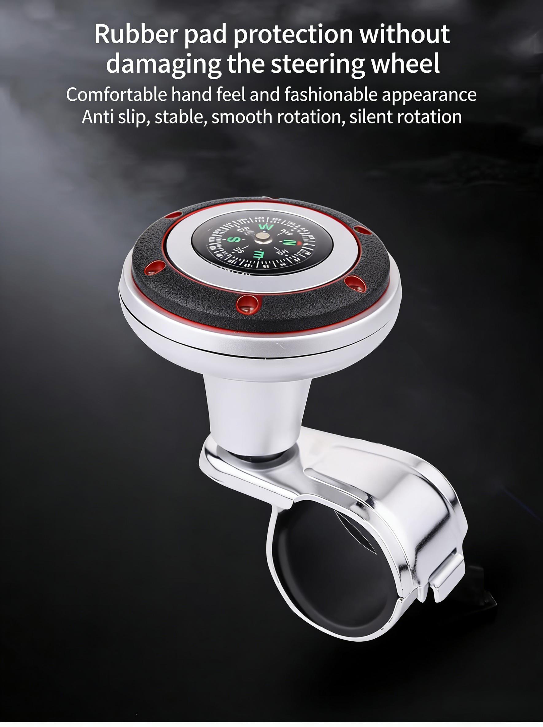 Steering Wheel Spinner Knob with Compass, 360° Rotation Car Steering Wheel Booster, Easy Install Universal Car Accessory for Effortless Turning, Must-Have for Drivers & Car Enthusiasts