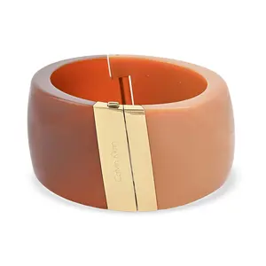 Closeout ION Plated Yellow Gold Stainless Steel Vision Bangle Bracelet 6.25 In