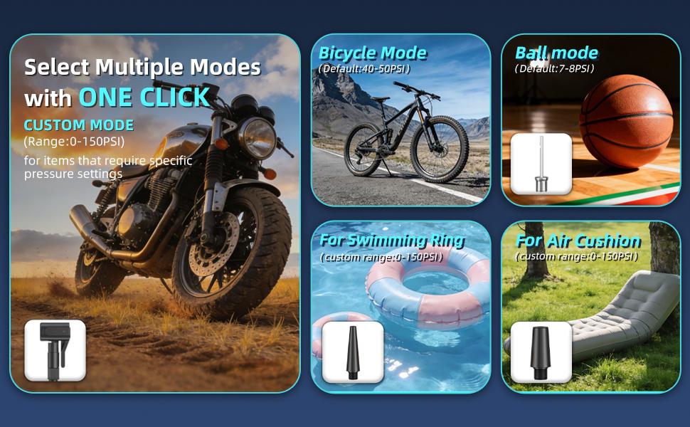 Portable Wireless Tire Inflator, Rechargeable Cordless Air Pump, Powerful Performance with Accessories, Suitable for Cars, SUVs, Motorcycles and Off Road Vehicles