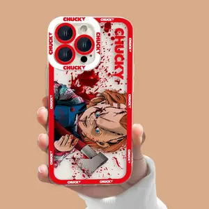 Chucky Pattern Clear Phone Case, Transparent Protective Cover for iPhone 17 17E Air 16E 16 15 14 13 12 11 Pro 8 7 Plus Max