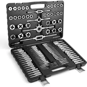 110 count Tap and  Set in Metric Sizes, Standard Tap Set and  Tool Set for Threading and Rethreading Internal and External Threads, M2-M18 Thread Repair Kit