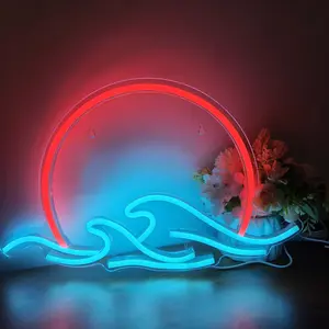 Illuminated Art, Sunrise & Sunset LED Neon Sign with Moon - Multicolor USB-Powered Wall Decor Light, Perfect for Bedrooms, Bars, Game Rooms & More