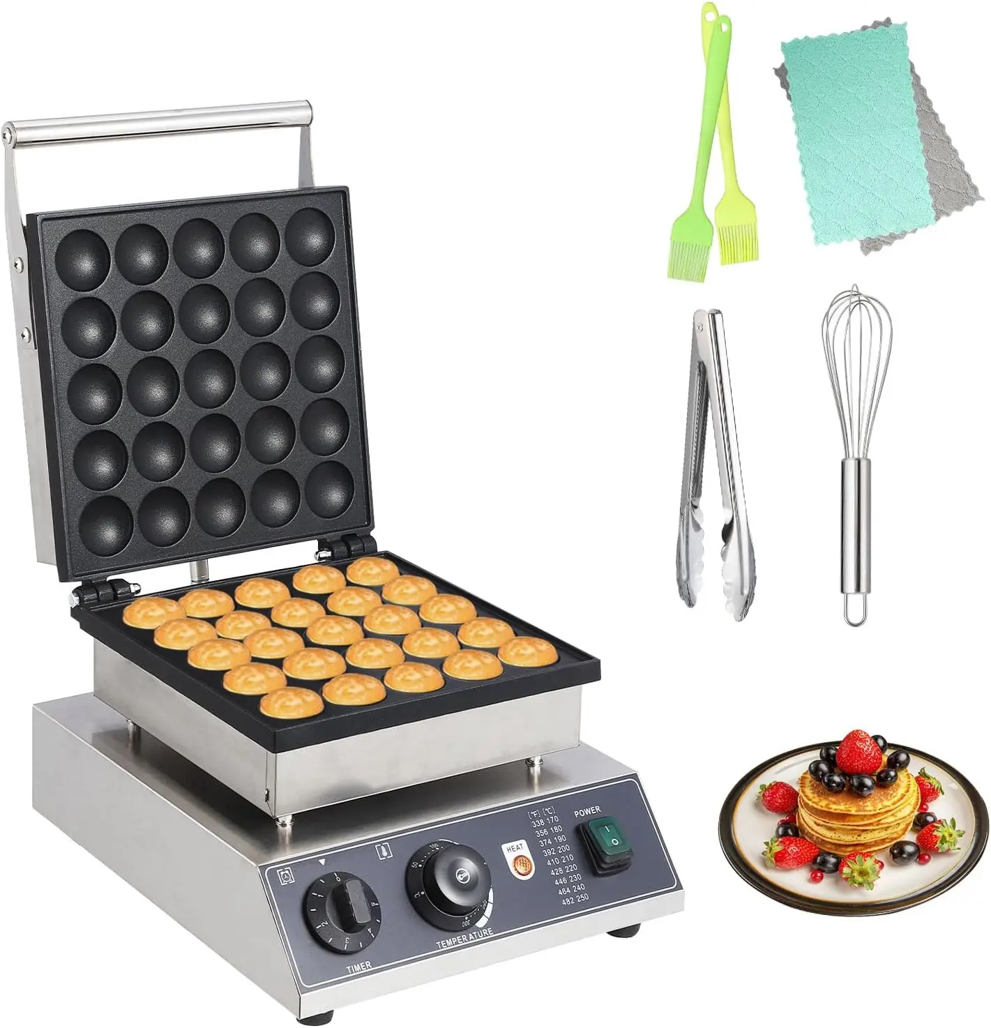 25-Piece Commercial Round Muffin Maker Home Appliance - Rapid Efficient Heating, Easy-to-Use Design, Nonstick Surface, Precise Time & Temperature Control for Snacks, Desserts, Home Appliances