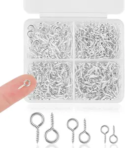 720PCS Small Screw Eye Pins, 3 Styles of Mini Eye Screws, Eyelet Pins Hooks for DIY Crafts, Art Projects, Tiaras and Jewelry Making - Silver Romeda