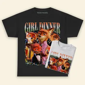 Nick Wilde Girl Dinner Shirt Orange Fox Cartoon Unisex Graphic Tee Crewneck Unisex for Women Men