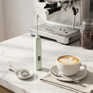electric milk bubbler, 3-Speed Handheld Electric Milk Frother & Egg Beater - USB Rechargeable Whisk with 2 Detachable Heads for Coffee, Matcha, and Baking - Easy Clean Kitchen Gadget