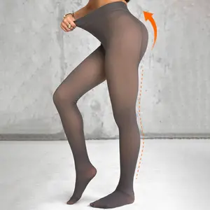 [Size Regular/Large/Extra Large]ChicMe Warm Winter Women's  Fleece Lined Tights Sheer Fake Translucent Thermal High Waist Pantyhose Tights Leggings