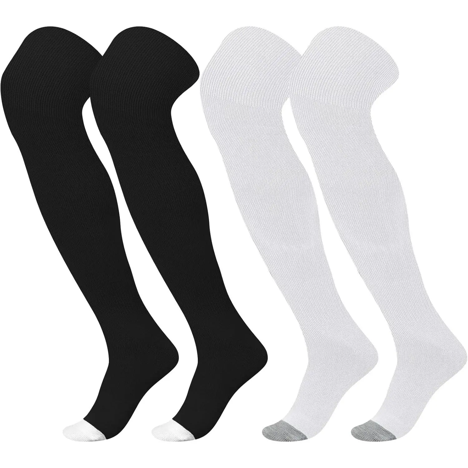 2 Pairs Over The Knee Baseball Socks High Football Softball Socks Sport Extra Long for Boys Girls Youth Women Men