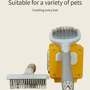 Pet Grooming Brush - Dog & Cat Deshedding Tool - Self-Cleaning Slicker Brush to Remove Loose Hair & Tangles - Ergonomic Handle for Easy Brushing - Gentle Pet Cleaning Supplies