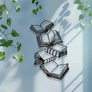 Book-Themed Metal Wall Art, Novelty Printed Iron Incense Gift, Reading Enthusiast Decor, Perfect Room Decoration for Living Room, Bedroom, Office, Home Decor Products