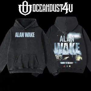 OceanDust4U 'Alan Wake' Hoodie 100% Premium Cotton Oversized Fit Pre-Washed Classic Top Men's Streetwear