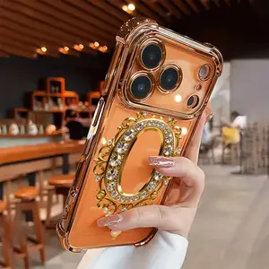 Creative diamond gold O pattern, anti drop and anti slip TPU all inclusive lens phone protective case, suitable for iPhone 17 16 15 14 13 12 11 XS X and other series models, can be given as a gift to friends or family