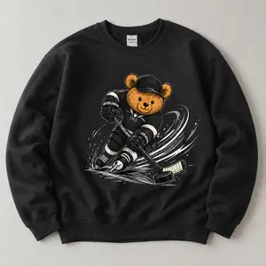 Sweatshirt Vintage Hockey Teddy Bear Pullover Tops Womenswear