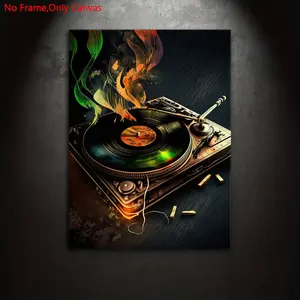 1 piece/set frameless canvas painting print poster,Classic colorful abstract nostalgic vintage art,Vinyl record playing,perfect gift for music lovers,ideal gift for bedroom,office,living room,dorm hallway,kitchen,mural,wall decoration,room decoration