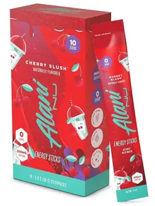 Alani Nu Cherry Slush Energy Sticks | Energy Drink Powder | 200mg Caffeine | Pre Workout Performance with Antioxidants | On-The-Go Drink Mix | Biotin, B Vitamins | Zero Sugar | 5 Calories | 10 Pack