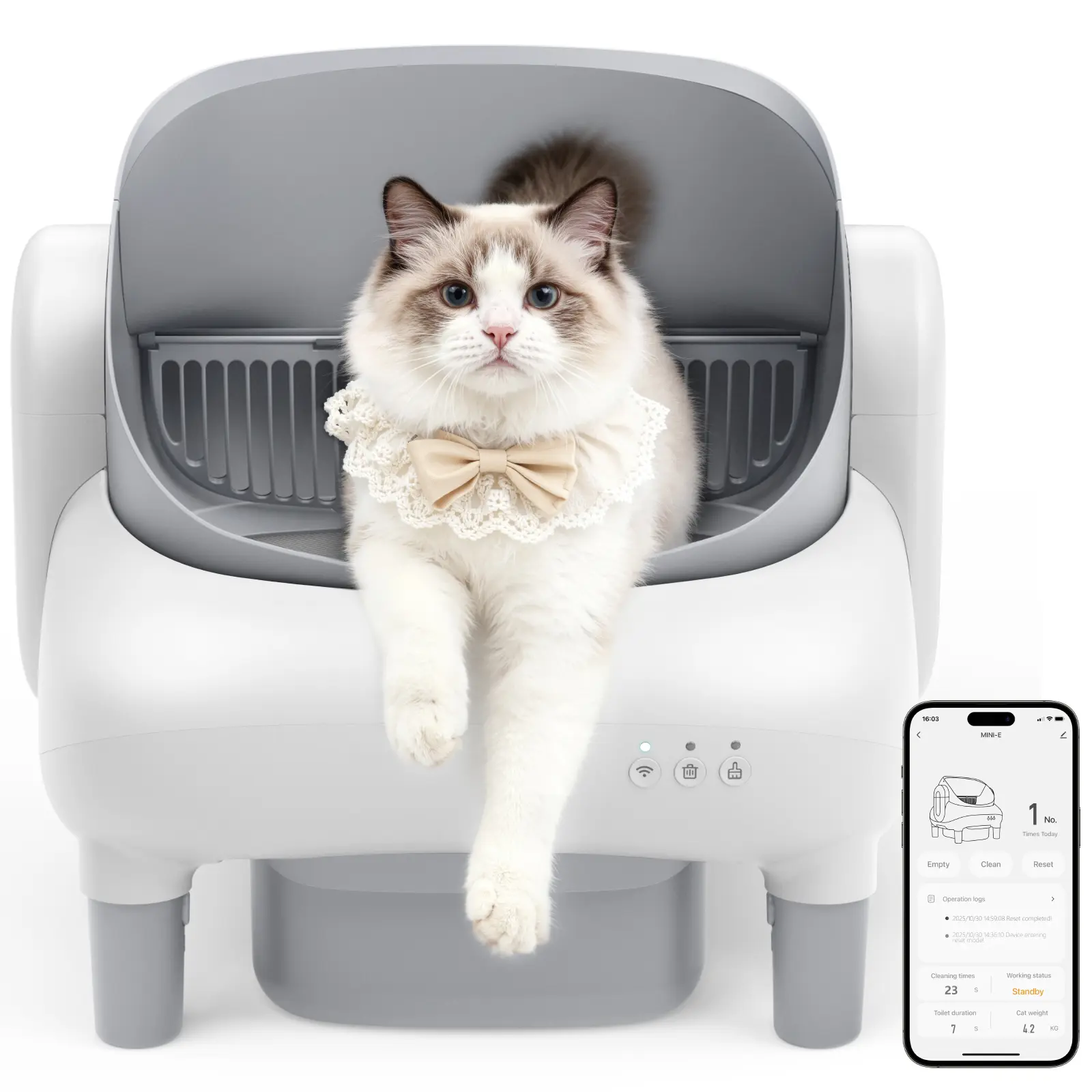 FUMOI Smart Automatic Self-Cleaning Litter Box for Multiple Cats - APP Control, Safety Sensors, Odor-Lock Design, 10.5L Bin (2.4G WiFi Only) | Self-Cleaning Litter Boxes for Cat Owners, Automatic Litter Box