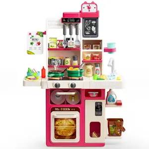 Simulation Kitchen Toy Set, Luxury Role-Play Kit, Pretend Play Kitchen, Realistic Steam Sprayer, Game Sink, Food Toys, Clock, Mini Blackboard, Oven, Birthday Gift