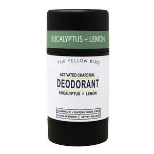 Natural Eucalyptus Lemon Deodorant - Aluminum & Baking Soda Free, For Men & Women, Sensitive Skin Friendly Formula with Activated Charcoal | 3oz | Made in USA Body Care Coconut