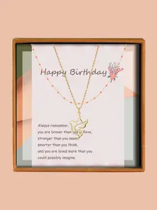 Hollow Out Dove Design Pendant Necklace & Gift Box, Elegant Beaded Necklace for Women for Daily Wear, Fashion Jewelry for Party, Trendy All-match Jewelry for Birthday Gift