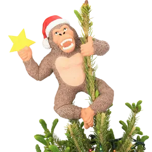 King Kong Climbing The Tree Funny Christmas Tree Topper - Large 10"