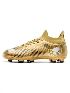 Men Women Football Boots Fg Long Studs Comfortable Practical Anti-Impact Sports Shoes Soccer Shoes, Geometric Pattern PU Upper Material