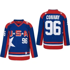 Men's #96 Charlie Conway Mighty Ducks Team USA Movie Hockey Jersey Stitched