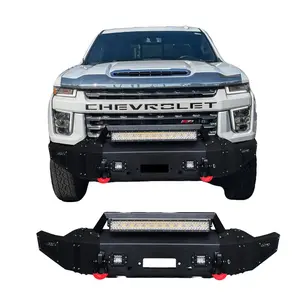 TIOYAR Steel Front Bumper Black Texture for 2020-2023 Chevy Silverado 2500/3500 with Winch Plate LED Lights 2 x D-Rings Off-Road Performance