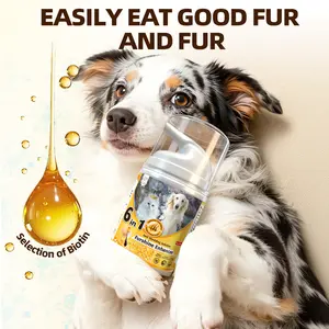 Cassiel Pet 6-in-1 Biotin Anti-Hair Loss Formula Promotes Healthy Skin Rich in Fish Oil and Essential Vitamins Add High Levels of D-Biotin Smoothens Strong Joints Suitable for Cats and Dogs Add to Food or Feed Directly Shiny Coat Simple and Convenient