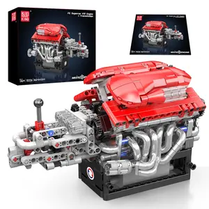 Mould King 10226 FE Supercar V12 Engine Building Kit with Gearbox,863+ Pieces Mechanical Model Featuring Working Multi-Speed Transmission