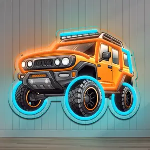 Off-Road Car Sign Wall Decor Neon Light, Single Color LED Signage, USB Powered, Perfect for Garage, Auto Repair Shop, Man Cave Decoration