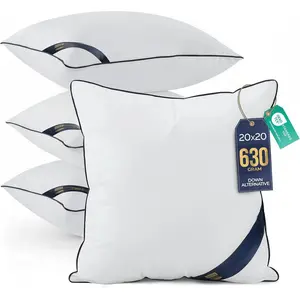 Throw Pillow Inserts (Pack of 4, White), 20 x 20 Inches Decorative Indoor Pillows for Sofa, Bed, Couch, Cushion Sham Stuffer