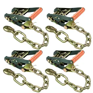 VULCAN Ratchet Buckle - Chain Anchor - 2 Inch Handle - PROSeries - 4 Pack - 3,300 Pound Safe Working Load Industrial Strength Heavy Duty