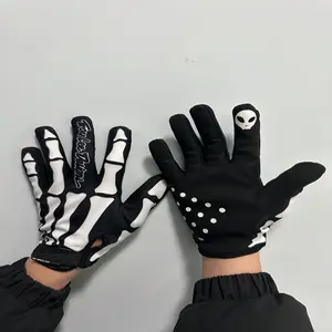Four Seasons Skull Sports Gloves for Men Women, Full Finger Cycling Motorcycle Gloves