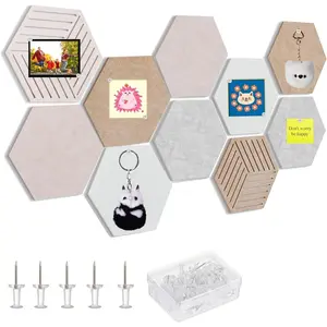 HexagonalNoticeBoardSet10PiecesCorkBoardFeltPinboardSuitableforOfficeMemoPhotoWallDecorClassroomDIYCuteMessageBoard